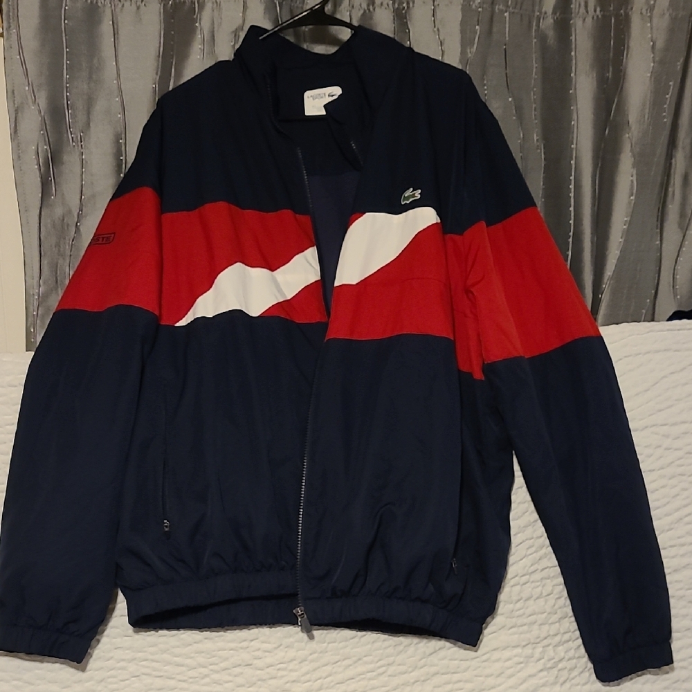 Lacoste Men's Blue and Red Windbreaker
